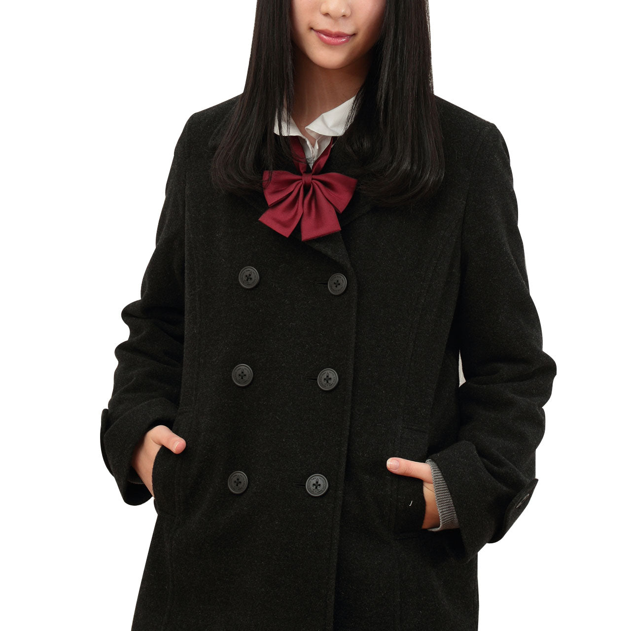 スクールコート 女子 ピーコート ショート丈 高校生 中学生 S～L