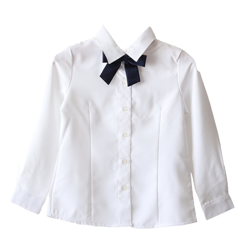 キッズ ブラウス 長袖 女の子 スクールシャツ リボンタイ付き 100cm～130cm 女子 子供 フォーマル シャツ 丸襟 角衿 通園 通学 100 110 120 130 ノーアイロン