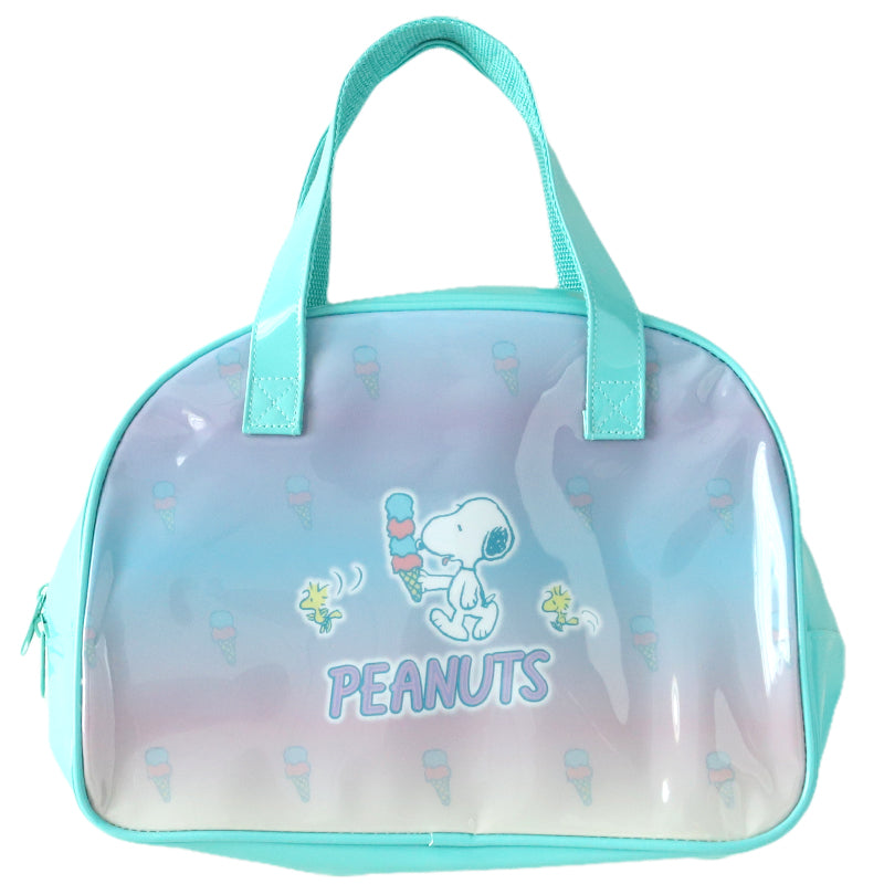 PEANUTS プールバッグ 手提げバッグ スヌーピー・ウッドストック 約32×23×10cm ビーチバッグ ビニールバッグ スイムバッグ ボストンバッグ 子供 水泳 水着入れ スポーツ サブバッグ ボストン (在庫限り)