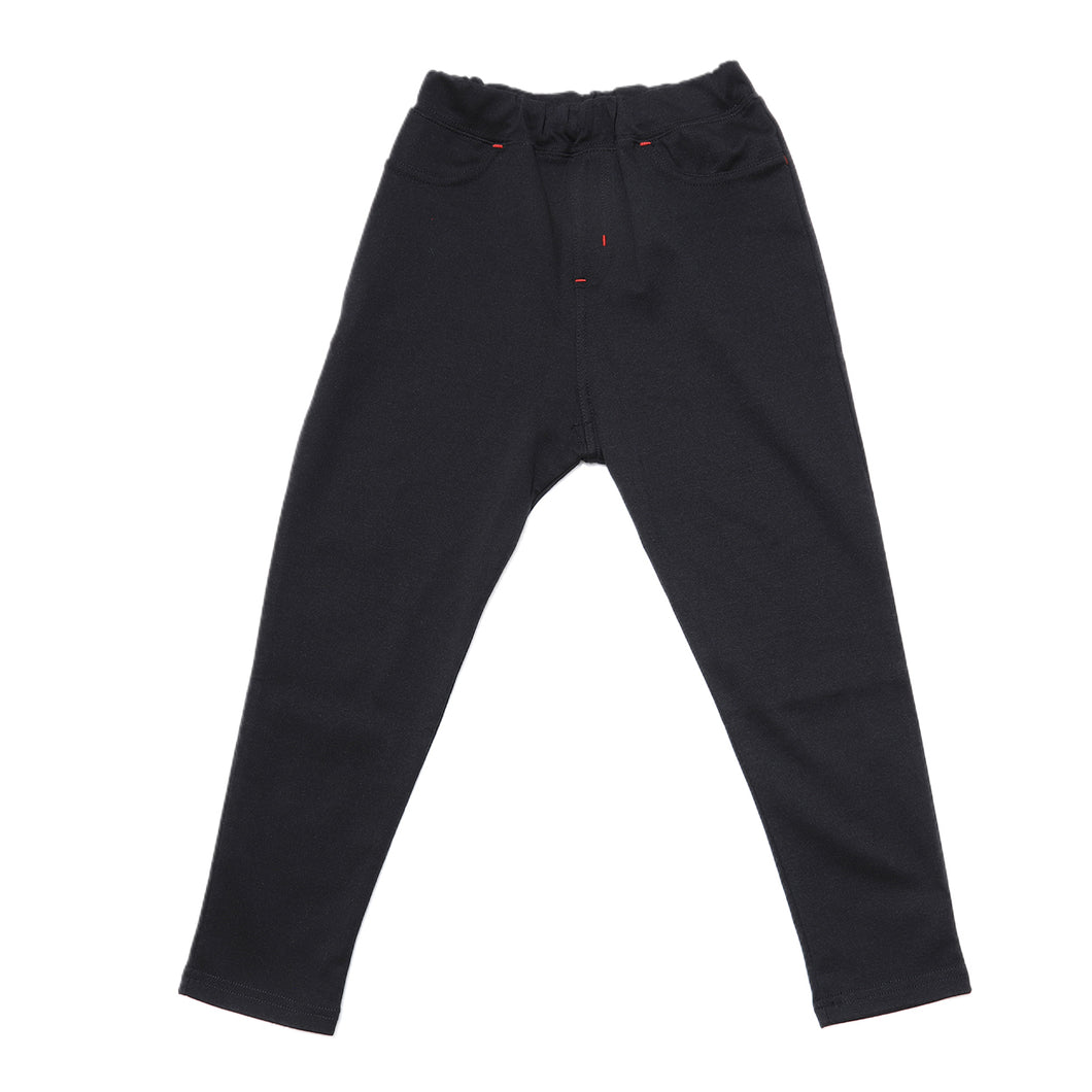 キッズ ストレッチパンツ ロング 無地 フィット のびる 動きやすい スキニー 綿素材 ジュニア 腰ゴム 110～130cm (子供服 男の子 女の子 ズボン ボトムス 伸縮性 伸び縮み 綿混 おでかけ 110 120 130) (在庫限り)