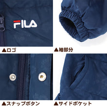 画像をギャラリービューアに読み込む, ベンチコート レディース おしゃれ FILA M～LL (中綿コート スポーツウエア フィラ 花柄 エンボス 暖かい 女性 冬 フード付き ハーフ 防寒着 コート) (送料無料) (在庫限り)

