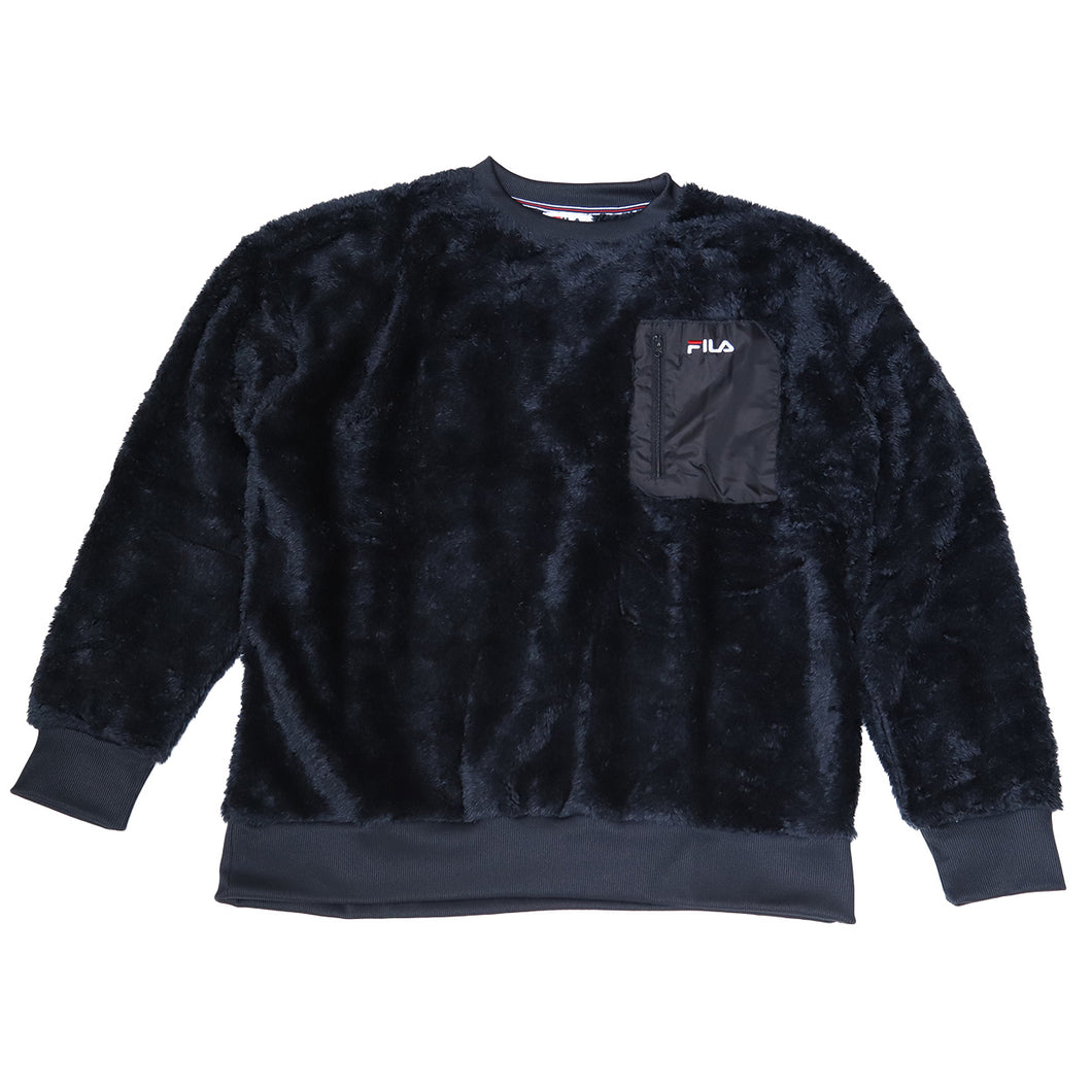 FILA トレーナー メンズ ボア もこもこ シャギー クルーネック トップス M/L/LL フィラ 暖かい 長袖 冬 冬服 レディース 毛 モコモコ ポケット ファスナー (在庫限り)