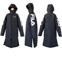 画像をギャラリービューアに読み込む, FILA ベンチコート キッズ ジュニア 裏ボア 裏起毛 130～160cm 子供 アウター コート 子供服 冬服 男の子 女の子 子ども フード付き サッカー スポーツ 保温 防寒 暖かい 防寒着 130 140 150 160 フィラ (送料無料)
