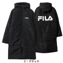 画像をギャラリービューアに読み込む, FILA ベンチコート キッズ ジュニア 裏ボア 裏起毛 130～160cm 子供 アウター コート 子供服 冬服 男の子 女の子 子ども フード付き サッカー スポーツ 保温 防寒 暖かい 防寒着 130 140 150 160 フィラ (送料無料)
