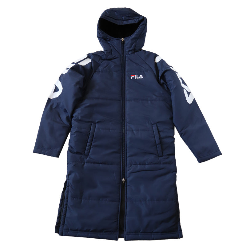 ベンチコート ジュニア 裏ボア FILA 130～160cm (サッカー ベンチ キッズ 裏ボア スポーツウエア 保温 防寒 暖かい コート 防寒着 130 140 150 160 フルジップ FILA ) (在庫限り)