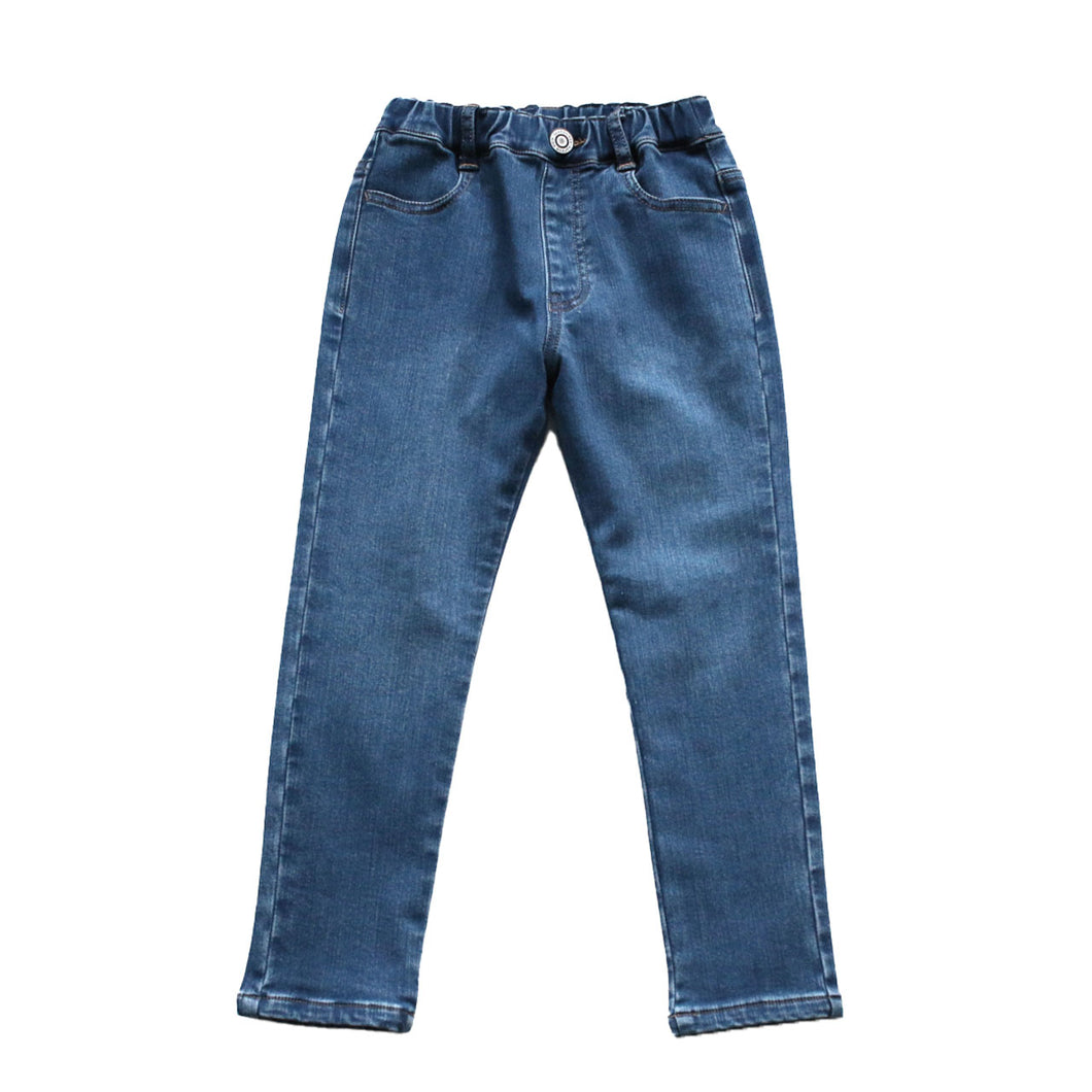 子供 ストレッチデニム 長ズボン ロングパンツ 90～160cm (ズボン デニム ジーンズ ジーパン 男女兼用 キッズ ジュニア こども 子供 子供服 ボトムス 通園 通学 デイリー) (在庫限り)