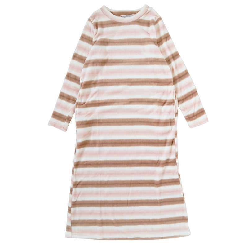 ルームウェア ワンピース 冬 長袖 レディース ルームウエア 部屋着 パジャマ かわいい あったかい M-L もこもこ 柄 起毛 ボーダー チェック 猫 ハリネズミ 花 無地 女性 女子 防寒対策 やわらかい