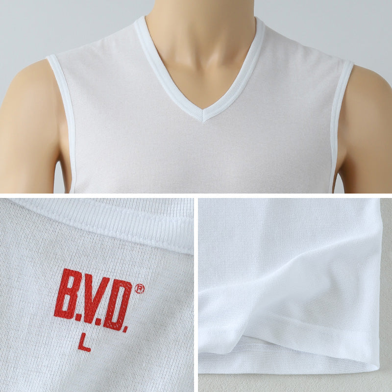 BVD インナー メンズ ノースリーブ vネック スリーブレス シャツ 鹿の子 メッシュ 2枚組 M～LL bvd tシャツ インナーシャツ