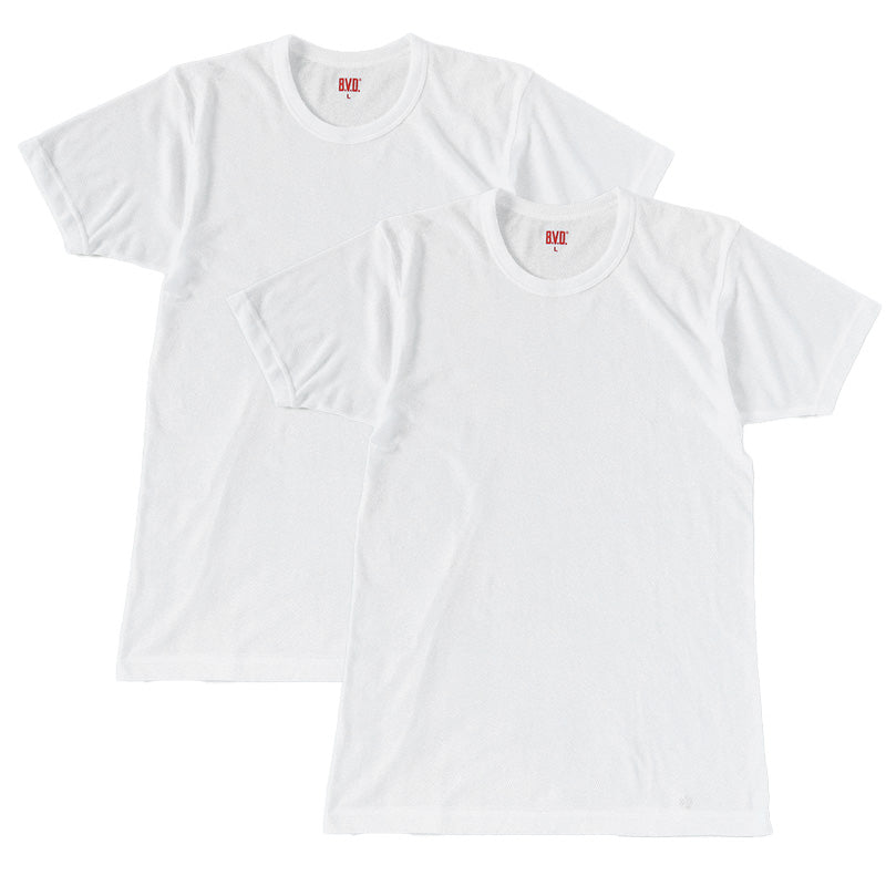 BVD インナー メンズ 半袖 tシャツ メッシュ 丸首 2枚組 M～LL bvd インナーシャツ 肌着 下着 クルーネック 春夏 ホワイト 白 M L LL
