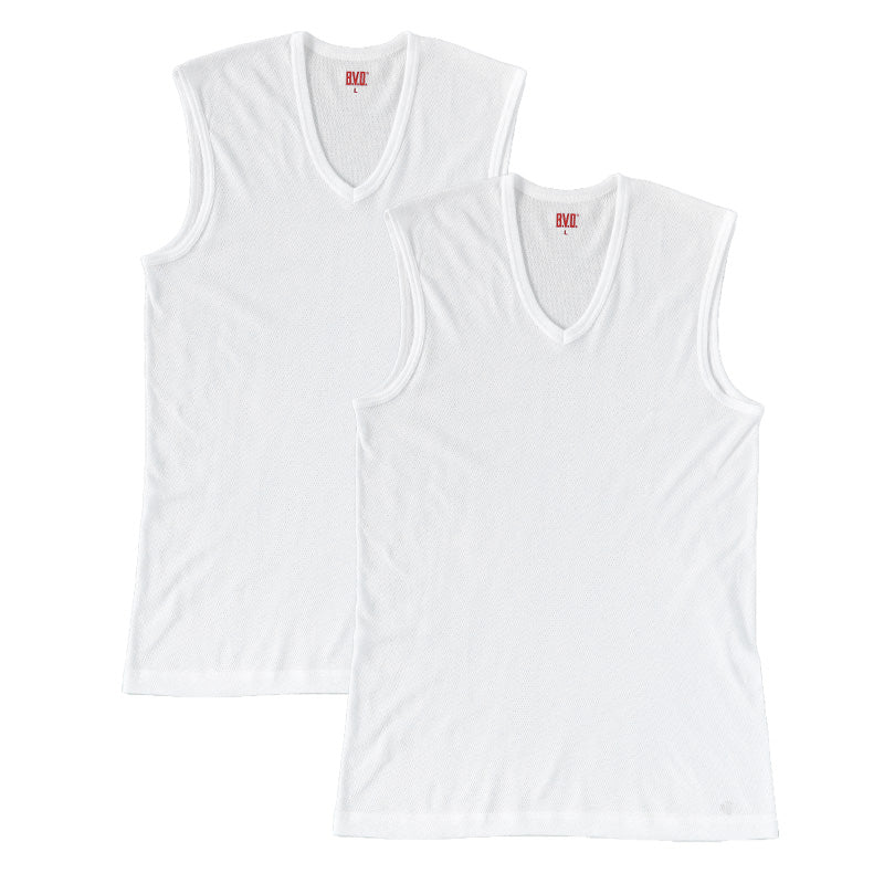 BVD メンズ インナー ノースリーブ vネック スリーブレス メッシュ 2枚組 M～LL bvd tシャツ インナーシャツ 肌着 下着 v首 タンクトップ ランニング 春夏 ホワイト 白 M L LL