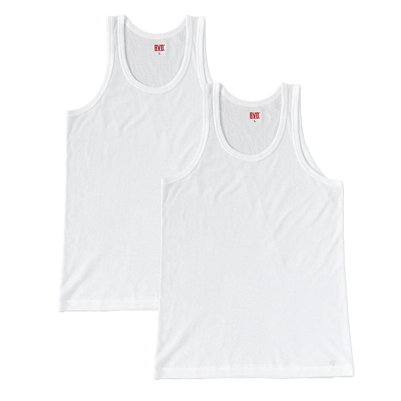 BVD ランニング シャツ メッシュ メンズ インナー タンクトップ 2枚組 M～LL bvd tシャツ インナーシャツ 肌着 下着 ノースリーブ 春夏 ホワイト 白 M L LL