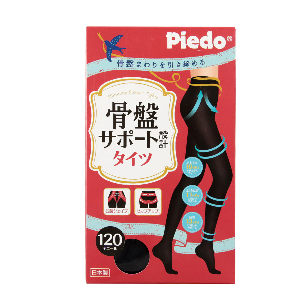 骨盤サポート 着圧 タイツ レディース 120デニール 厚手 M-L・L-LL