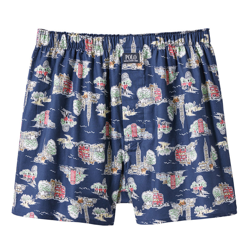 グンゼ ポロ トランクス 前あき M L LL GUNZE POLO 柄物 先染め プリント パンツ 下着 肌着 アンダーウェア インナー ゆったり リラックス ブルー 青 水色 グリーン ボーダー おしゃれ 派手