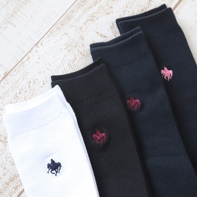 グンゼ POLO ハイソックス レディース ワンポイント 刺繍 スクール