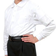 画像をギャラリービューアに読み込む, キッズ ポロシャツ 長袖 綿100% 小学生 制服 小学校 スクール 子供 100cm～160cm 男の子 女の子 スクールシャツ 男子 女子 白 無地 学校 吸汗速乾
