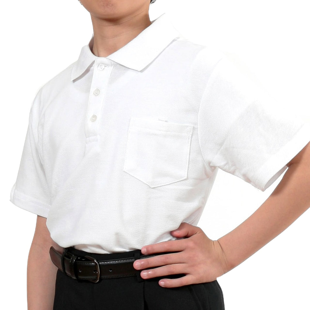 キッズ ポロシャツ 半袖 綿100% 小学生 制服 小学校 スクール 子供 100cm～160cm 男の子 女の子 スクールシャツ 男子 女子 白 無地 学校 吸汗速乾