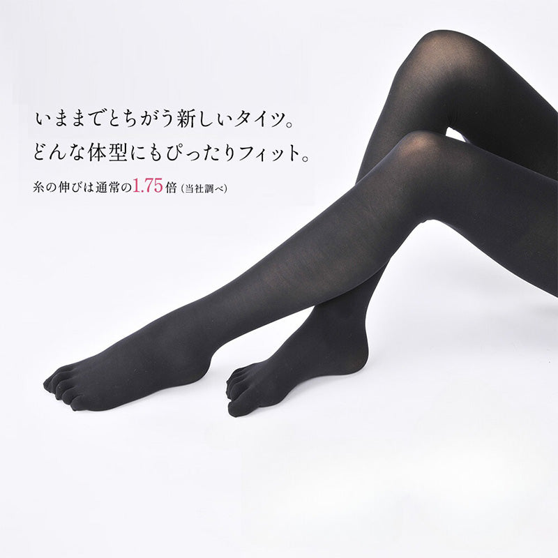 スリムタイツ ブラック 5本指タイツ レディース 80デニール 黒 あったか M-L L-LL 五本指 蒸れ
