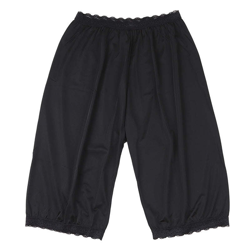 ペチパンツ 透けない ロング ペチコート パンツ 大きいサイズ トイレ 裾ゴム入り レディース ひざ丈 日本製 3L - 4L ・ 5L - 6L ペチパン キュロット インナーパンツ 静電気防止 透け防止 ツルツル 肌色 黒 灰 レース シンプル