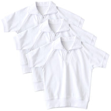 画像をギャラリービューアに読み込む, 【3枚セット】体操服 半袖 襟付き ハーフジップ 小学生 体操着 小学校 男子 女子 白 110～160cm 半そで ファスナー チャック 衿つき スクール 体育 運動会 衣替え 子供 子ども キッズ (送料無料)
