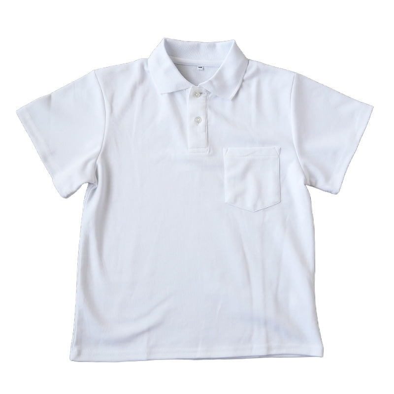 スクール ポロシャツ 半袖 キッズ 子供 制服 小学生 スクールシャツ 100cm～180cm 小学校 半そで 白 男子 女子 学生服 通学用 夏服 学校 (在庫限り)