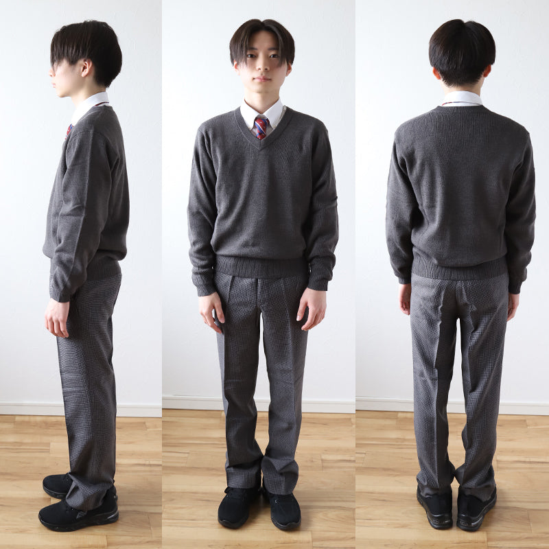 スクールセーター 男子 高校生 制服 ニット セーター 学生 Vネック S～3L 洗える ウール 無地 中学生 黒 紺 大きいサイズ メンズ –  スクログ