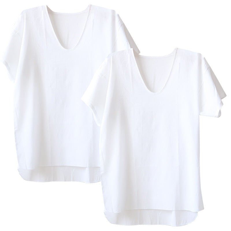 クレープ肌着 メンズ 半袖 tシャツ 綿100% 2枚組 M～LL 下着 インナー 夏 涼しい 吸汗速乾 男性 紳士 コットン Uネック U首 M L LL (在庫限り)