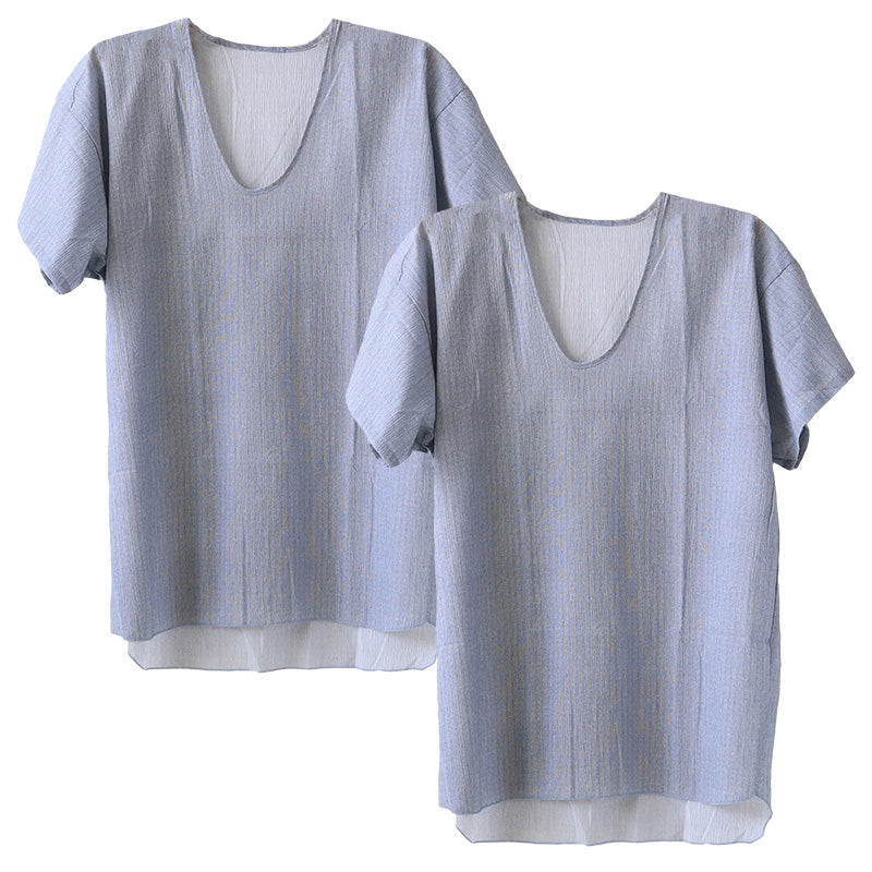 クレープ肌着 メンズ 半袖 tシャツ 綿100% 2枚組 M～LL 下着 インナー 夏 涼しい 吸汗速乾 男性 紳士 コットン Uネック U首 M L LL (在庫限り)