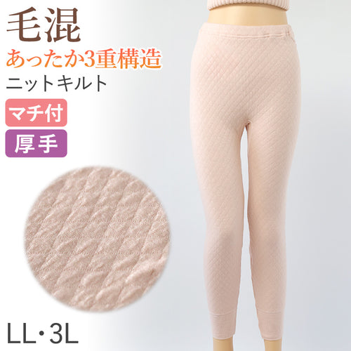 婦人 スラックス下 ズボン下 インナー ボトム ボトムス キルト肌着 LL・3L 婦人肌着 レディース シニア ミドル 下着 肌着 レギンス スパッツ 厚手 厚地 下着 暖かい あったか 防寒 日本製 大きいサイズ 大寸