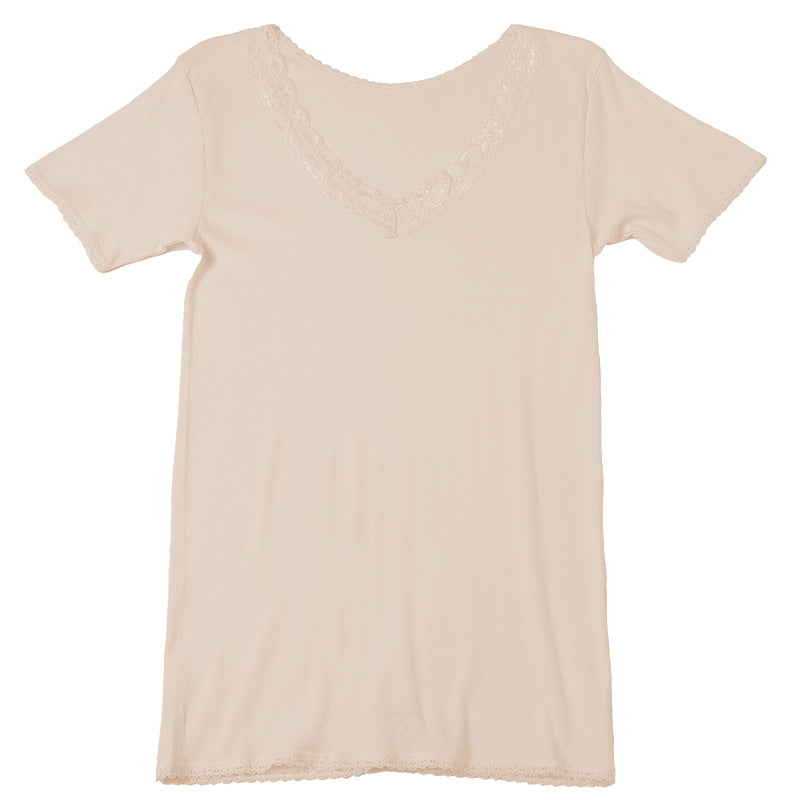 レディース インナー 3分袖 スリーマー スリーマ 半袖 大きいサイズ 3L 4L 5L 綿100 コットン シルク 婦人肌着 シャツ 下着 肌着 レース