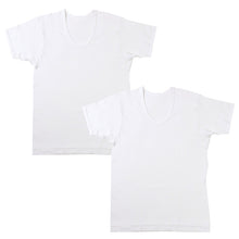 画像をギャラリービューアに読み込む, 2枚組 綿100% メンズ インナー 肌着 半袖 tシャツ U首 厚地 M L LL クルーネック 下着 インナーシャツ 綿 コットン 無地 ホワイト 白 秋 冬 春 30代 40代 50代 60代
