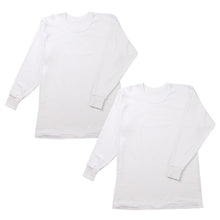 画像をギャラリービューアに読み込む, 2枚組 綿100% メンズ インナー 肌着 長袖 tシャツ 丸首 厚地 M L LL クルーネック 下着 インナーシャツ 綿 コットン 無地 ホワイト 白 秋 冬 春 30代 40代 50代 60代
