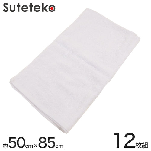 320匁 極小白バスタオル 12枚組 約50×85cm (白タオル 洗顔 洗面 綿100% まとめ買い) (送料無料) (在庫限り)