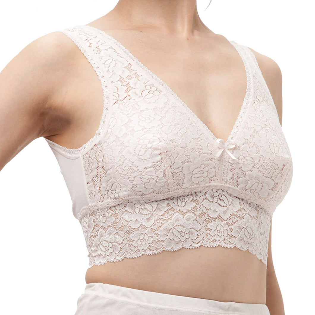 レディース ハーフトップブラ ノンワイヤー ブラジャー 楽ブラ M～3L (肌着 下着 カップ付き インナー ゆったり しめつけない シニア 吸汗速乾 大きいサイズ 日本製)