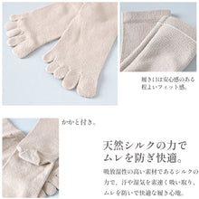 画像をギャラリービューアに読み込む, シルク 5本指ソックス レディース 靴下 クルーソックス 23-25cm 女性 五本指 ソックス  5本指靴下
