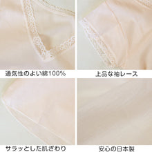 画像をギャラリービューアに読み込む, 素肌工房 甘撚 綿100% インナー 半袖 レディース M～LL 下着 女性 シャツ 夏 ちぢみ クレープ素材 フレンチ袖 2分袖 無地 女性 肌着 薄手 日本製
