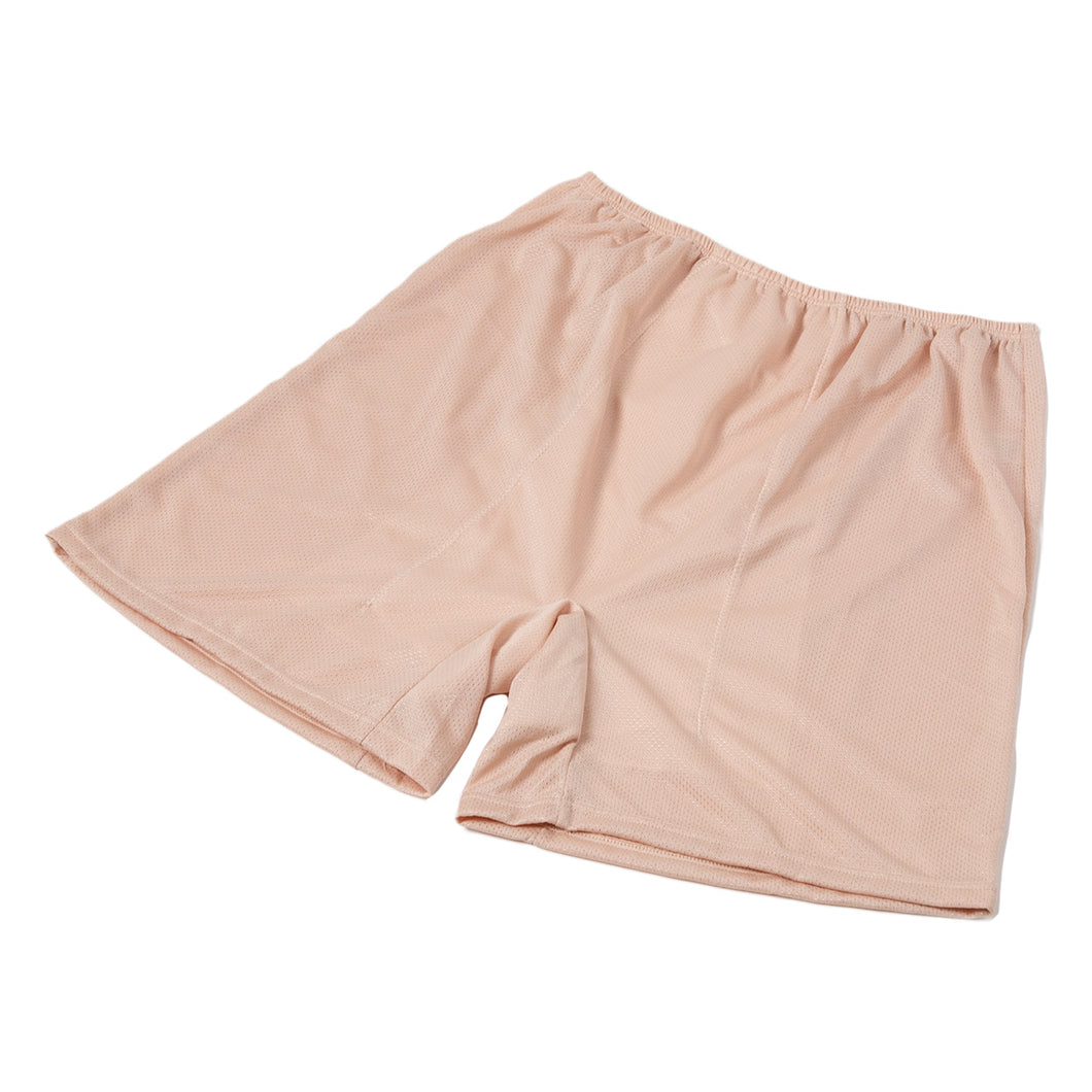 ペチパンツ サニタリー 防水布つき 透け防止 ３分丈 防水 蒸れない メッシュ 通気性 スカートの下に重ねて安心 ブラック 黒 ベージュ サラサラ 透けない 生理 スカート ズボンの下 M L LL (在庫限り)