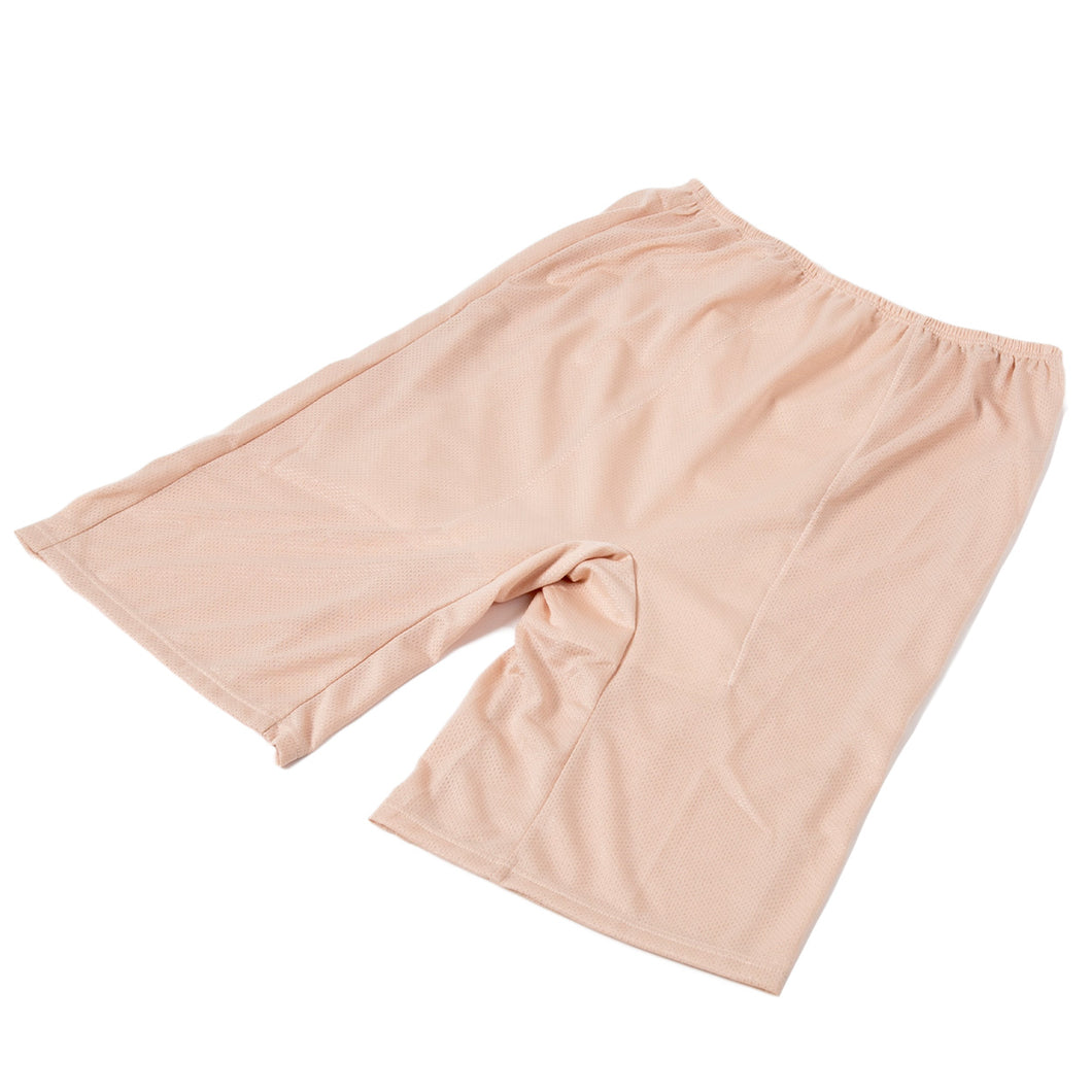 ペチパンツ サニタリー 防水布つき 透け防止 5分丈 防水 蒸れない メッシュ 通気性 スカートの下に重ねて安心 ブラック 黒 ベージュ サラサラ 透けない 生理 スカート ズボンの下 M L LL (在庫限り)