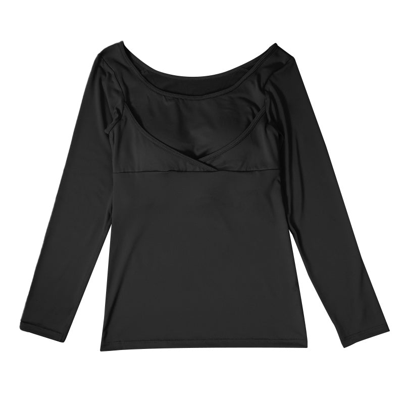 カップ付き 長袖 インナー レディース 昼夜兼用 24時間使える M L LL カップ付きTシャツ 寝る時 リラックス 無地 下着 締め付けない 楽 らくちん 揺れ 流れ 軽減 痛くない 20代 30代 40代 50代 60代