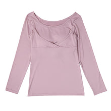 画像をギャラリービューアに読み込む, カップ付き 長袖 インナー レディース 昼夜兼用 24時間使える M L LL カップ付きTシャツ 寝る時 リラックス 無地 下着 締め付けない 楽 らくちん 揺れ 流れ 軽減 痛くない 20代 30代 40代 50代 60代
