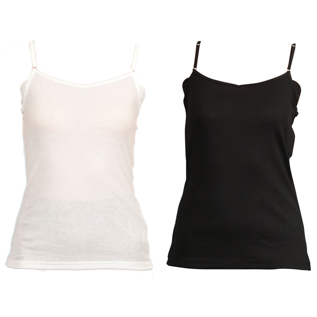 キャミソール 汗取り インナー レディース 綿 薄手 脇汗 2枚組 S～LL 汗染み 汗じみ 下着 肌着 シャツ 無地 汗じみ防止 春夏 女性 婦人 速乾 汗取りパッド付き