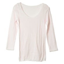 画像をギャラリービューアに読み込む, 綿100% インナー レディース 長袖 ガーゼ 8分袖 シャツ M～LL 下着 肌着 締め付けない コットン 綿 婦人 女性 冷えとり あったか 暖かい 日本製 レース
