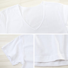 画像をギャラリービューアに読み込む, メンズ 綿100% 深Vネック Tシャツ 3L・4L (大きいサイズ 男性 紳士 半袖 下着 肌着 インナー 抗菌 防臭 3L 4L 白 黒 V首)
