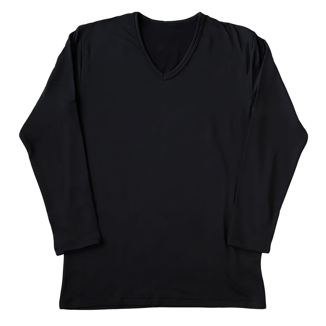 メンズ インナー 長袖シャツ Vネック V首 3L～5L (下着 長袖V首シャツ 3L 4L 5L ストレッチ 伸縮 冬 男性 防寒 冷え 大きいサイズ)