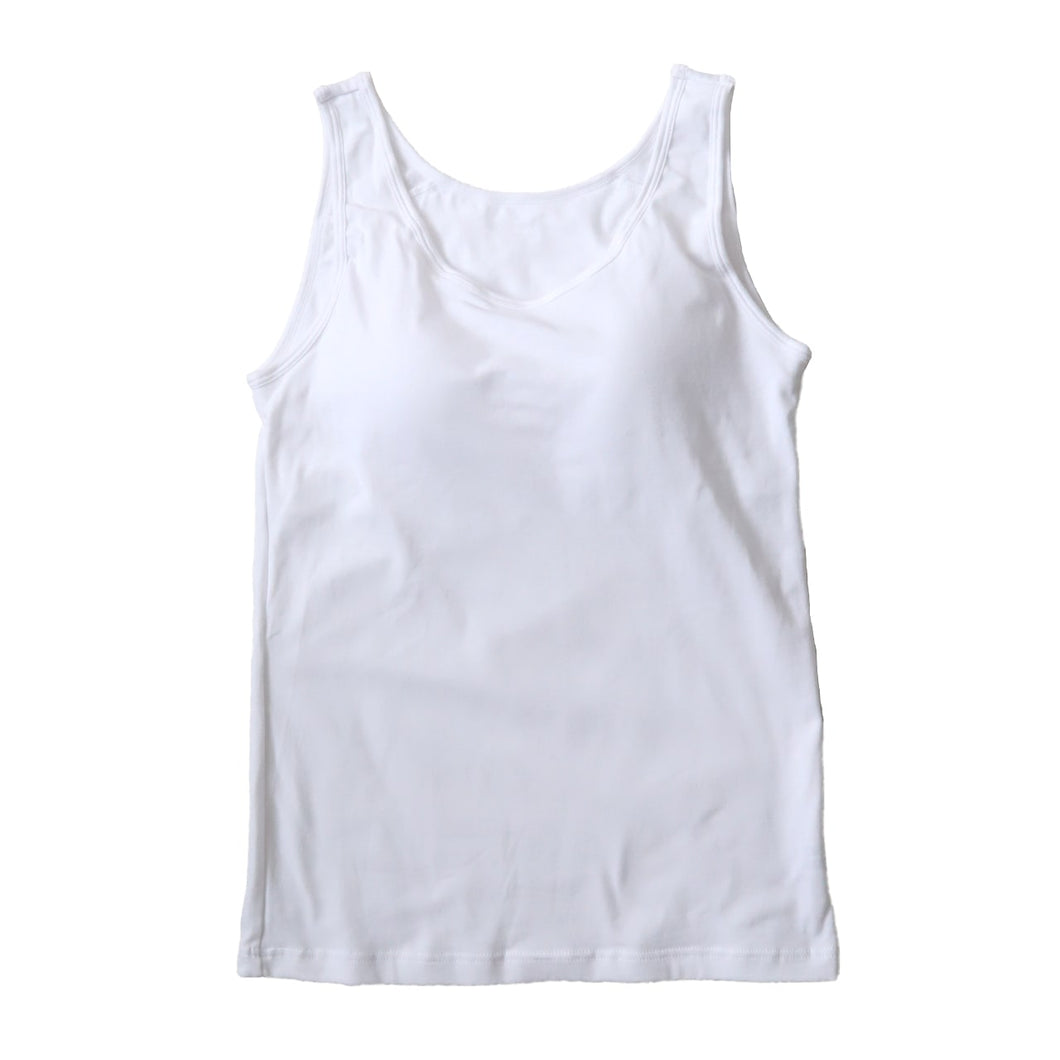 タンクトップ カップ付き インナー 綿 レディース S M L LL ブラトップ 下着 肌着 シャツ ノンワイヤー タンク ブラタンク 綿混 リラックス 楽 女性 (在庫限り)