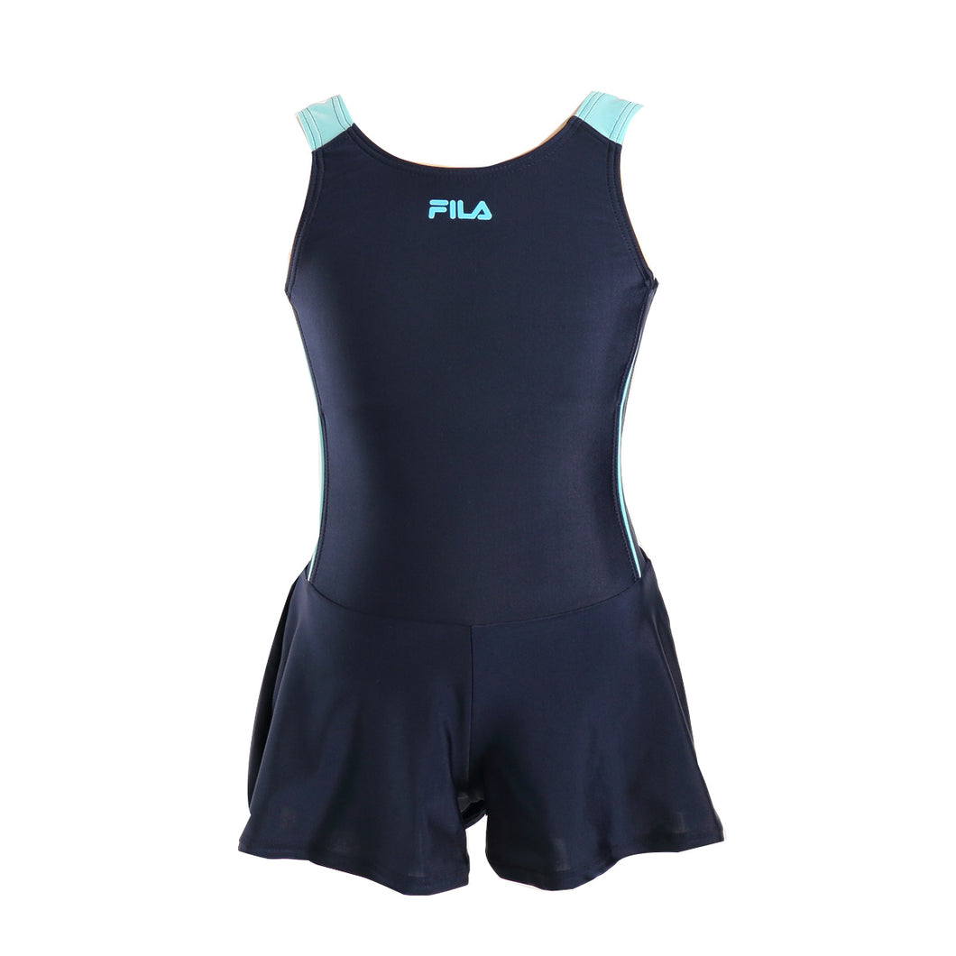 スクール水着 女の子 キュロット キッズ 水着 子供 FILA 120cm～180cm 女子 水泳 プール 夏 ワンピース シンプル 学校 スイミング 紺 黒 ピンク 水色 白 (在庫限り)