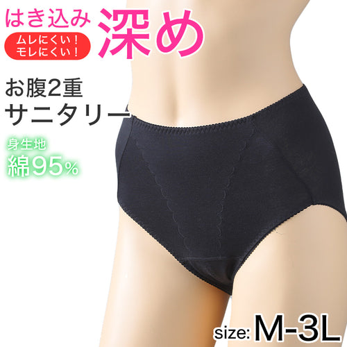 サニタリーショーツ 綿 夜用 深ばき ガードル ギャザー 羽根つき 生理用ショーツ 防水 ロングシート レディース M～3L 下着 生理用パンツ 生理ショーツ 後ろ漏れ 漏れにくい ずれにくい インナー 女性 婦人 ショーツ パンツ
