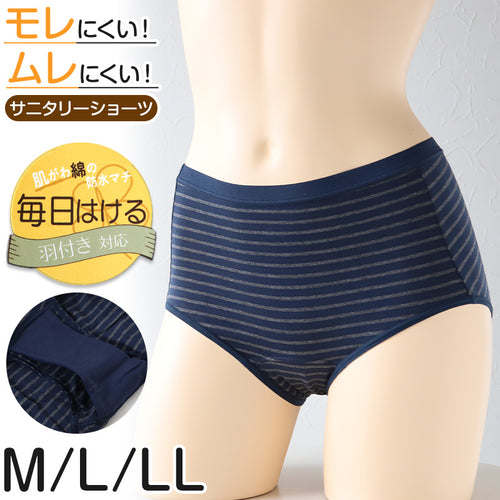 サニタリーショーツ 綿混 羽根付き パンツ レディース M L LL 女の子 下着 パンツ 女子 サニタリー 羽根つき インナー 中学生 生理用パンツ