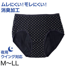 画像をギャラリービューアに読み込む, レディース ナイト用 サニタリーショーツ 綿混 M～LL 下着 パンツ サニタリー インナー 生理用パンツ ナイト用
