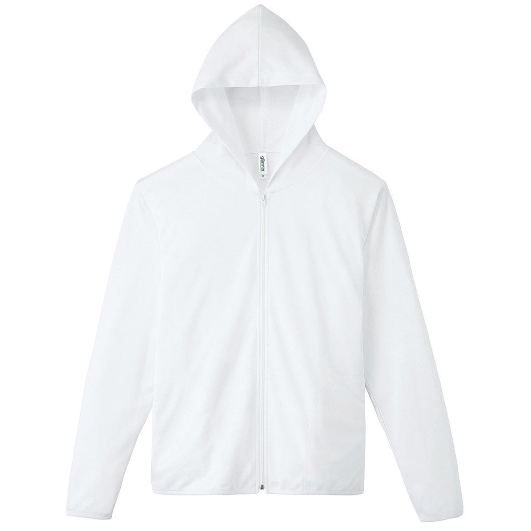 パーカー UVカット 紫外線防止 薄手 メッシュ 吸汗速乾 アウター 長袖 頭 海 夏 大きいサイズ ゴルフ スポーツ 農作業 自転車 フードで首元ガード 白 黒 青 黄色 緑 ピンク ネイビー SS～5L グリマー 男子 女子 SS S M L LL 3L 4L 5L 20代 30代 40代 50代 (取寄せ)