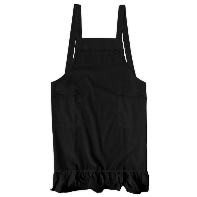エプロン シンプル クロス X型 黒 白 無地 レディース フォーマル M-L フリル サロンエプロン レトロ カフェ 喫茶店 冠婚葬祭 料理